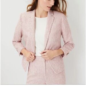 Ann Taylor Pink Textured Houndstooth Blazer